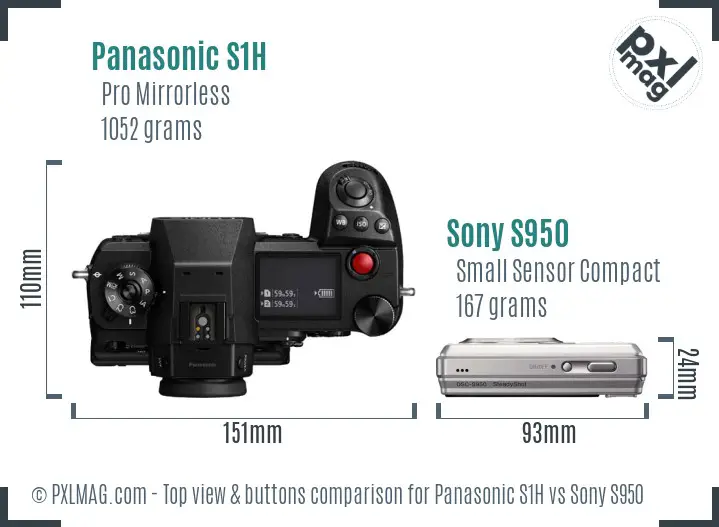 Panasonic S1H vs Sony S950 top view buttons comparison