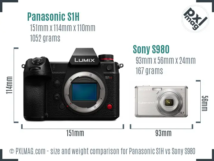 Panasonic S1H vs Sony S980 size comparison