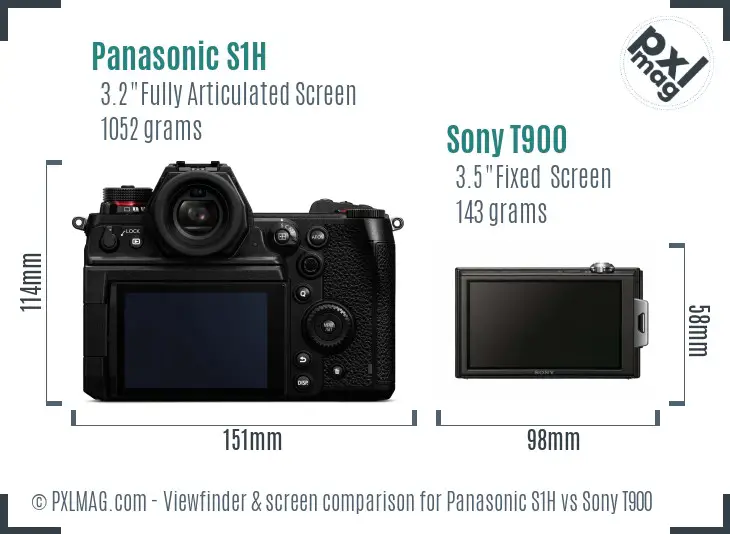 Panasonic S1H vs Sony T900 Screen and Viewfinder comparison