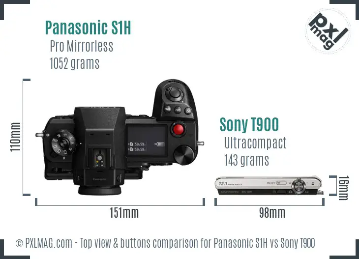 Panasonic S1H vs Sony T900 top view buttons comparison