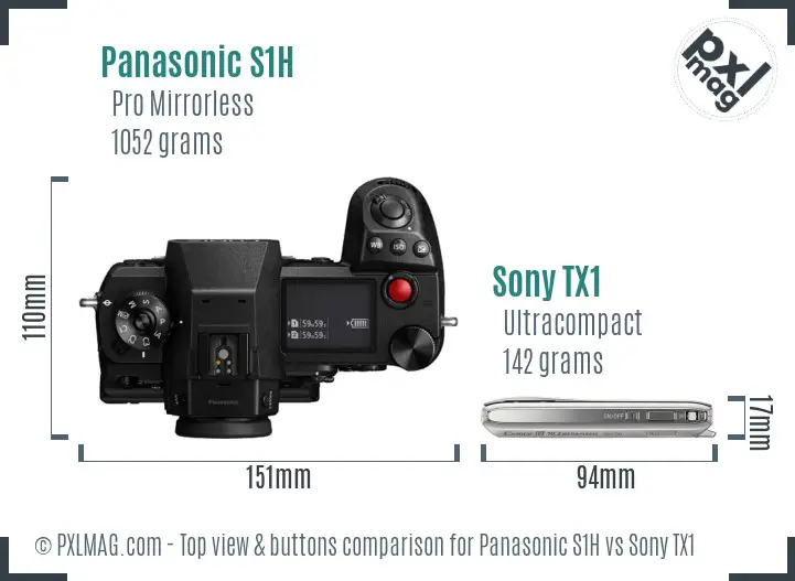 Panasonic S1H vs Sony TX1 top view buttons comparison