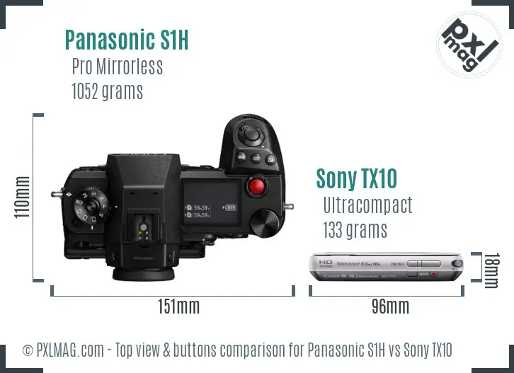 Panasonic S1H vs Sony TX10 top view buttons comparison
