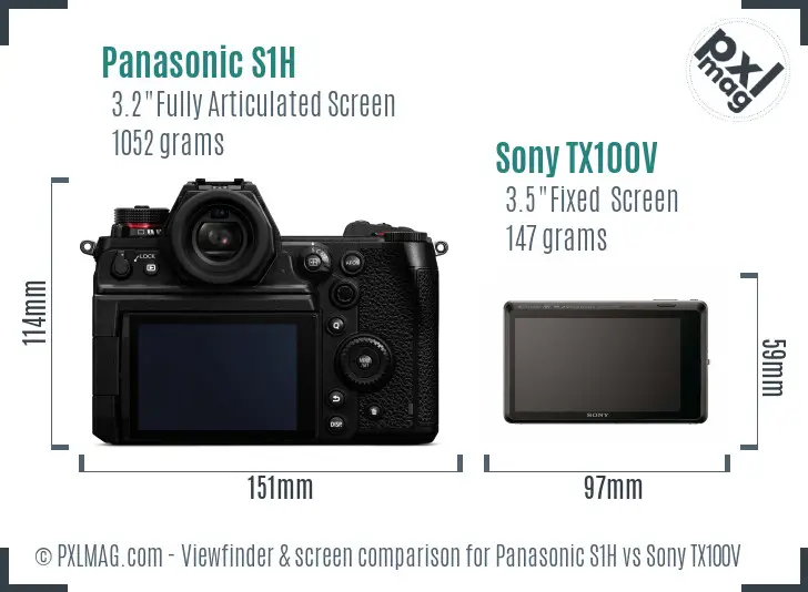 Panasonic S1H vs Sony TX100V Screen and Viewfinder comparison