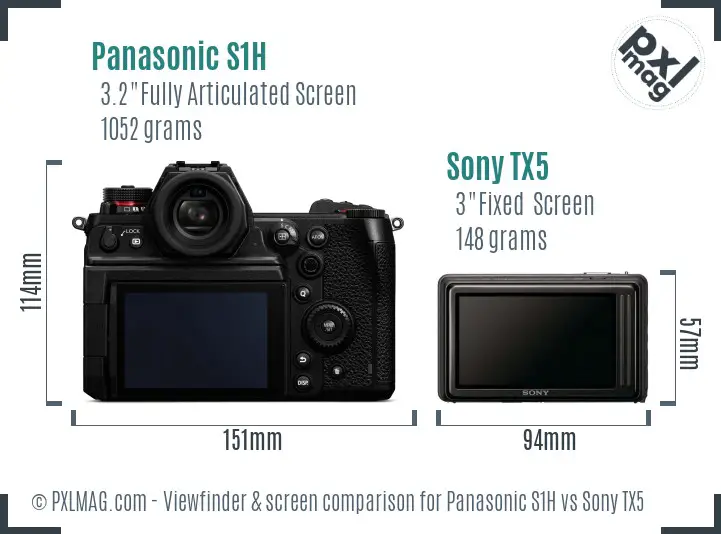 Panasonic S1H vs Sony TX5 Screen and Viewfinder comparison Panasonic S1H vs Sony TX5 Screen and Viewfinder comparison