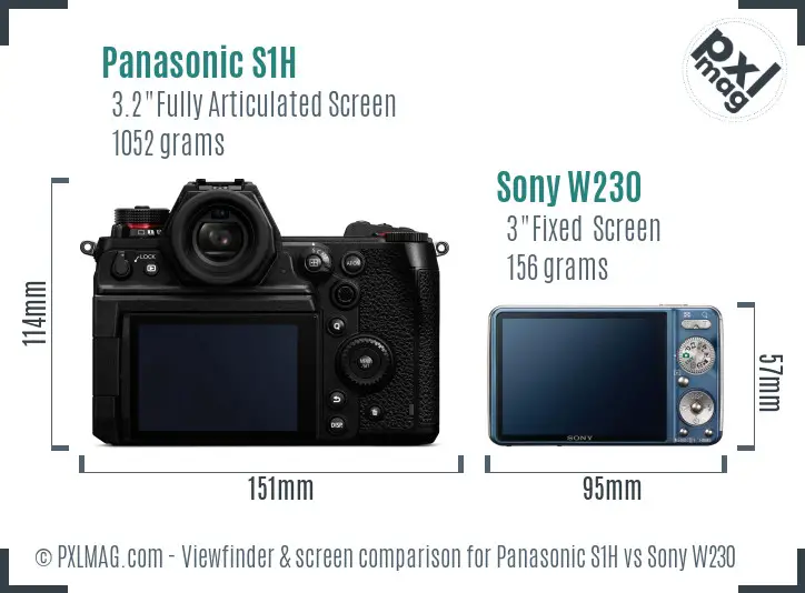 Panasonic S1H vs Sony W230 Screen and Viewfinder comparison Panasonic S1H vs Sony W230 Screen and Viewfinder comparison