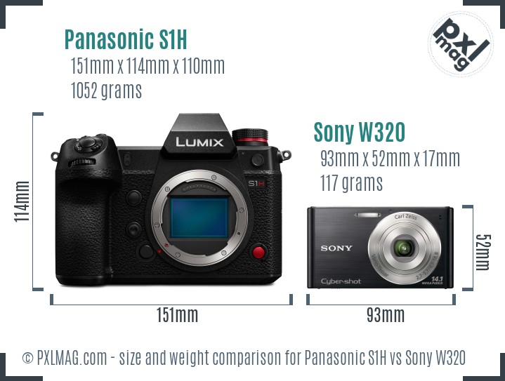 Panasonic S1H vs Sony W320 size comparison Panasonic S1H vs Sony W320 size comparison