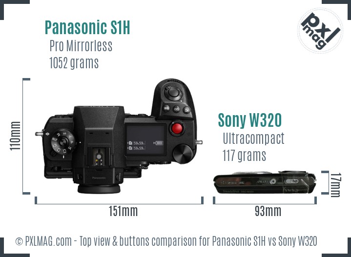 Panasonic S1H vs Sony W320 top view buttons comparison