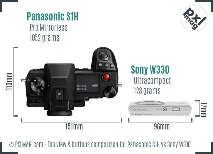 Panasonic S1H vs Sony W330 top view buttons comparison