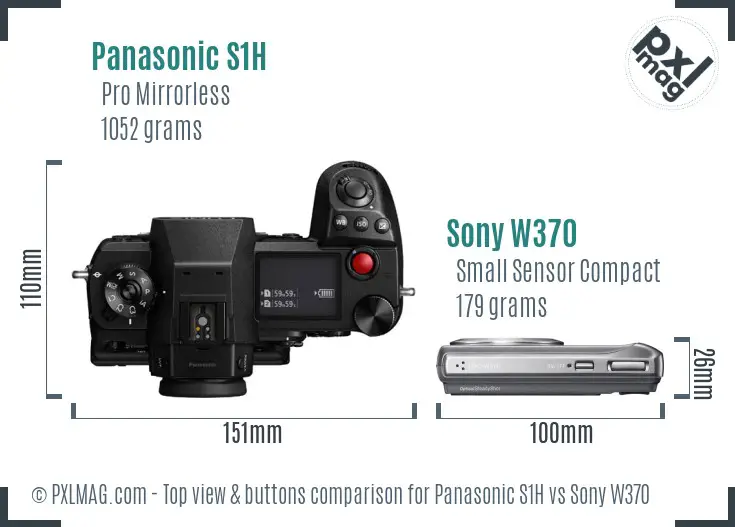 Panasonic S1H vs Sony W370 top view buttons comparison