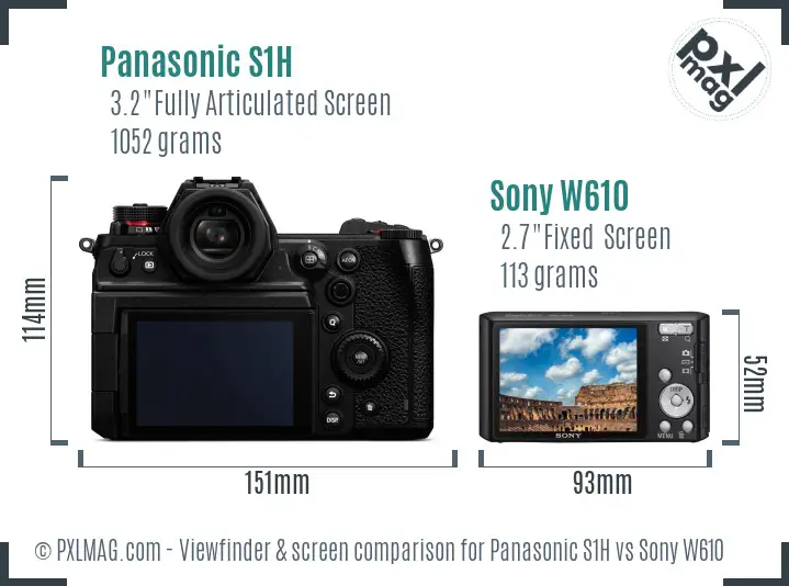 Panasonic S1H vs Sony W610 Screen and Viewfinder comparison