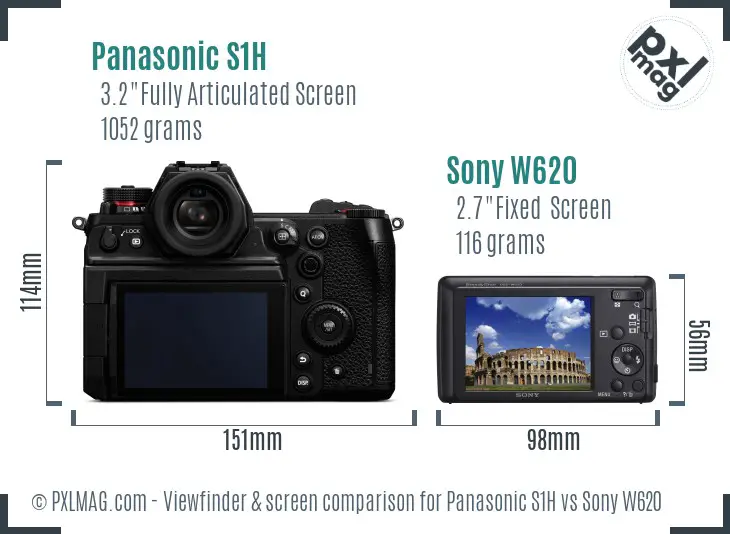 Panasonic S1H vs Sony W620 Screen and Viewfinder comparison