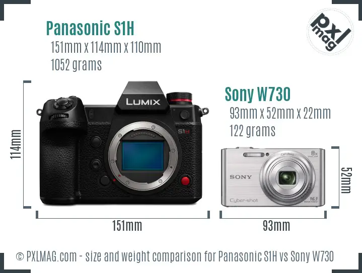 Panasonic S1H vs Sony W730 size comparison