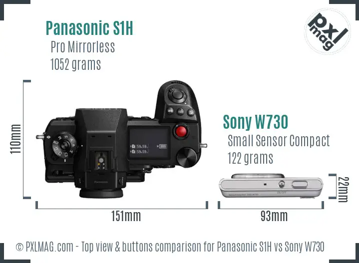 Panasonic S1H vs Sony W730 top view buttons comparison