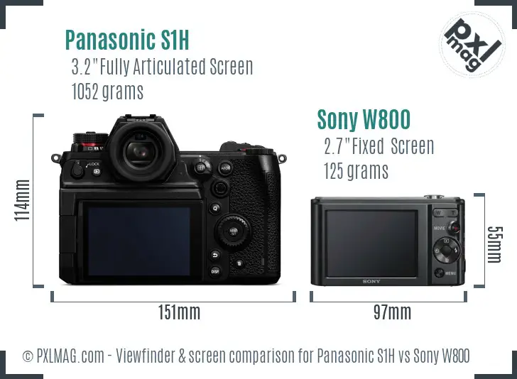Panasonic S1H vs Sony W800 Screen and Viewfinder comparison Panasonic S1H vs Sony W800 Screen and Viewfinder comparison