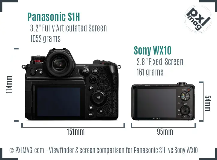 Panasonic S1H vs Sony WX10 Screen and Viewfinder comparison