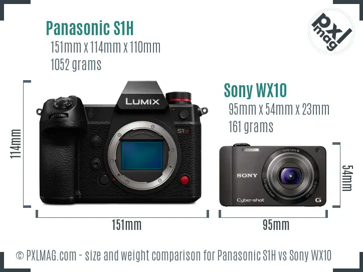 Panasonic S1H vs Sony WX10 size comparison