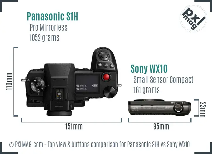 Panasonic S1H vs Sony WX10 top view buttons comparison