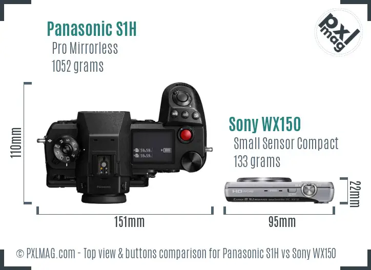 Panasonic S1H vs Sony WX150 top view buttons comparison
