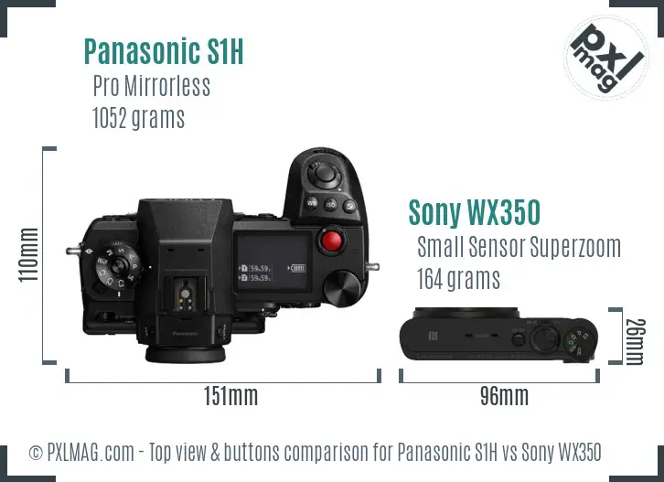 Panasonic S1H vs Sony WX350 top view buttons comparison