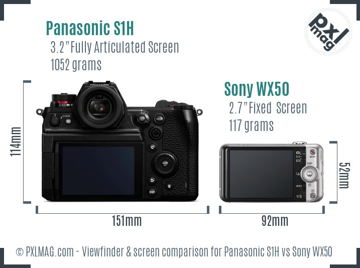 Panasonic S1H vs Sony WX50 Screen and Viewfinder comparison