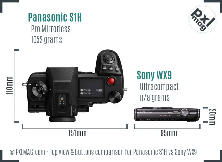 Panasonic S1H vs Sony WX9 top view buttons comparison Panasonic S1H vs Sony WX9 top view buttons comparison