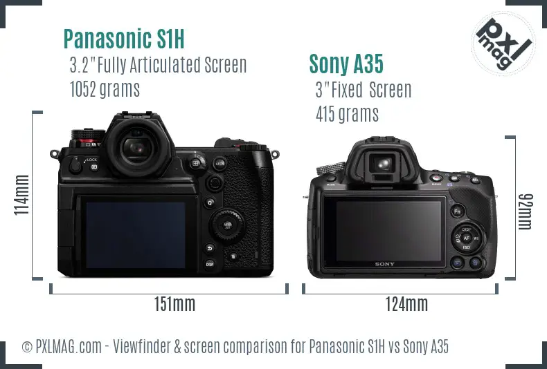 Panasonic S1H vs Sony A35 Screen and Viewfinder comparison