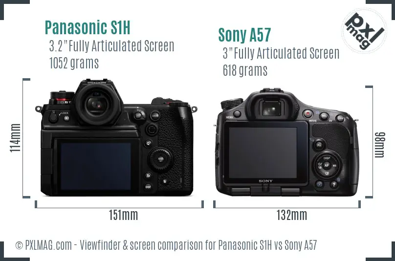 Panasonic S1H vs Sony A57 Screen and Viewfinder comparison