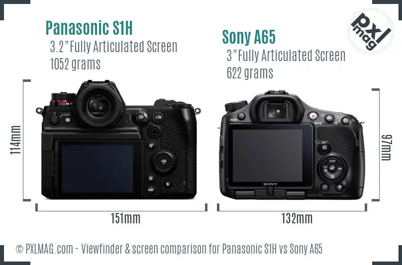 Panasonic S1H vs Sony A65 Screen and Viewfinder comparison