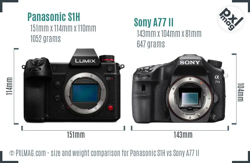 Panasonic S1H vs Sony A77 II size comparison