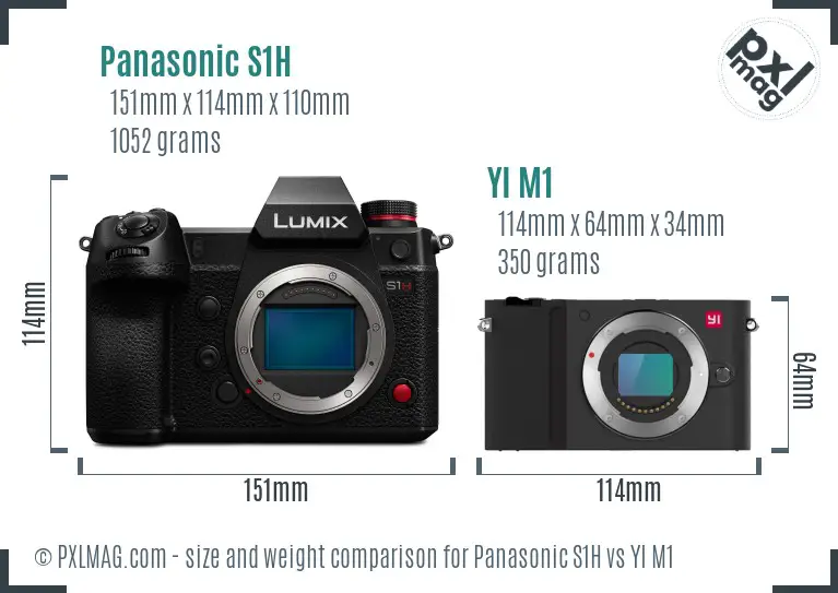 Panasonic S1H vs YI M1 size comparison