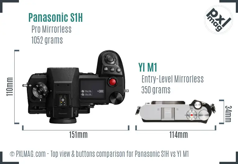 Panasonic S1H vs YI M1 top view buttons comparison