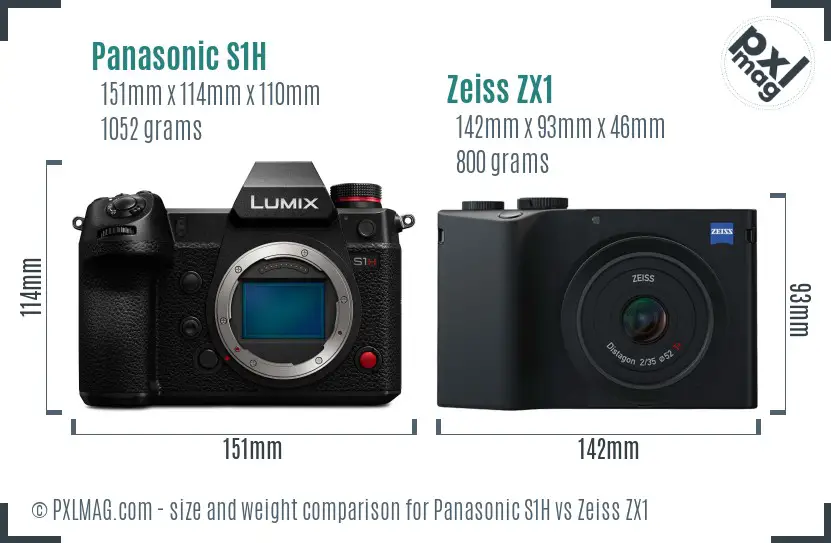 Panasonic S1H vs Zeiss ZX1 size comparison