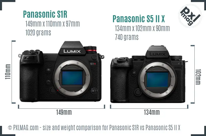 Panasonic S1R vs Panasonic S5 II X size comparison