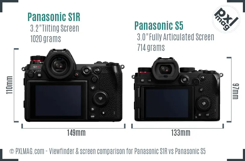 Panasonic S1R vs Panasonic S5 Screen and Viewfinder comparison