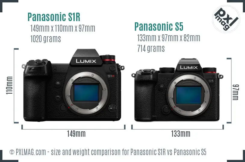 Panasonic S1R vs Panasonic S5 size comparison