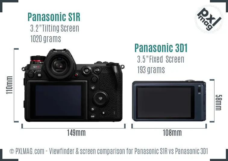 Panasonic S1R vs Panasonic 3D1 Screen and Viewfinder comparison