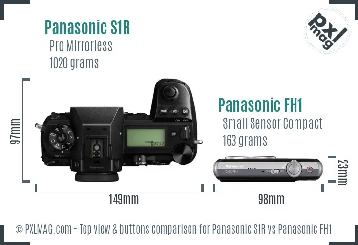 Panasonic S1R vs Panasonic FH1 top view buttons comparison