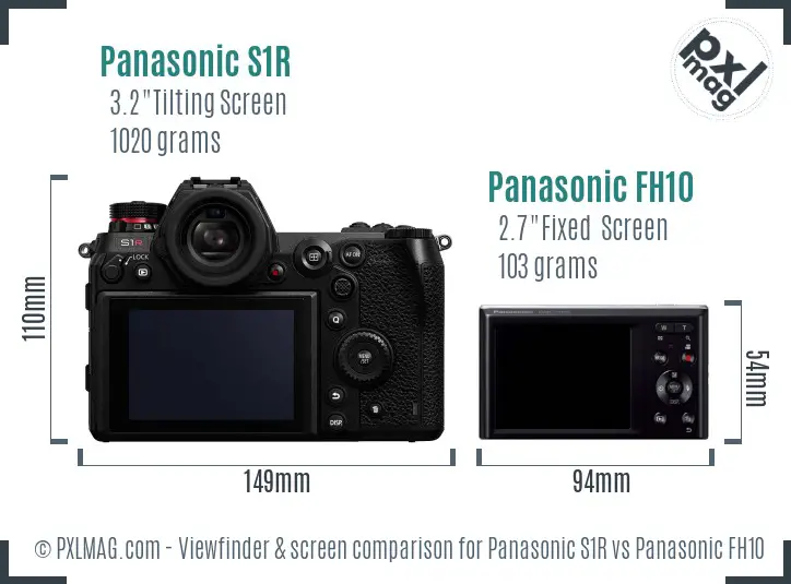 Panasonic S1R vs Panasonic FH10 Screen and Viewfinder comparison