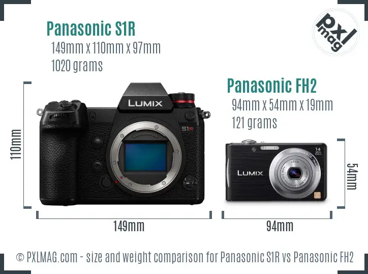 Panasonic S1R vs Panasonic FH2 size comparison