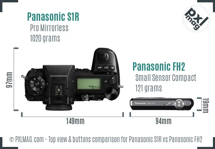 Panasonic S1R vs Panasonic FH2 top view buttons comparison