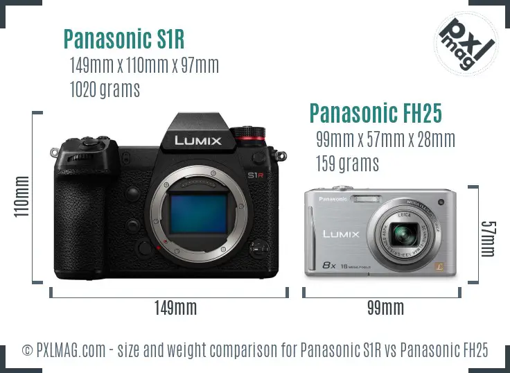 Panasonic S1R vs Panasonic FH25 size comparison