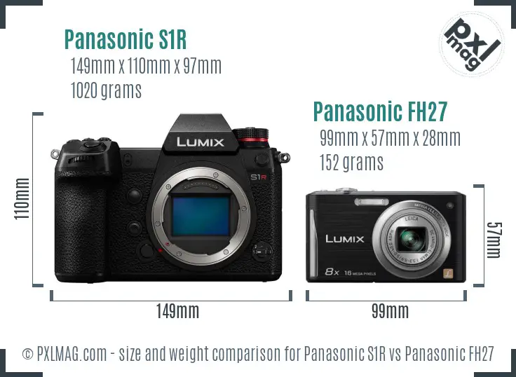 Panasonic S1R vs Panasonic FH27 size comparison