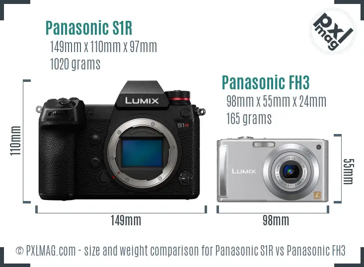 Panasonic S1R vs Panasonic FH3 size comparison