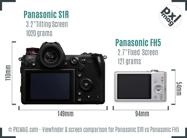 Panasonic S1R vs Panasonic FH5 Screen and Viewfinder comparison