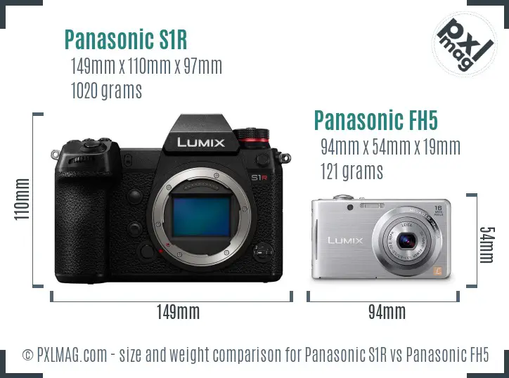 Panasonic S1R vs Panasonic FH5 size comparison