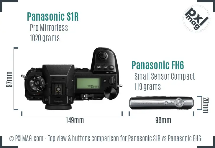 Panasonic S1R vs Panasonic FH6 top view buttons comparison