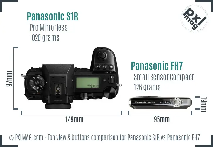 Panasonic S1R vs Panasonic FH7 top view buttons comparison