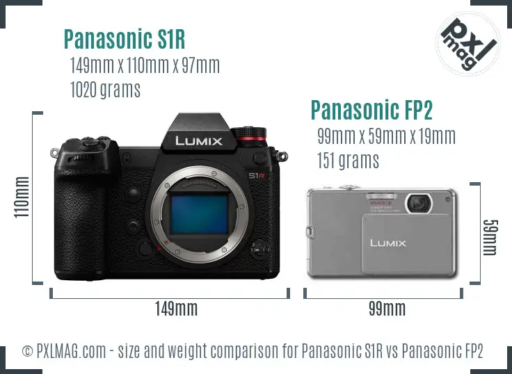 Panasonic S1R vs Panasonic FP2 size comparison