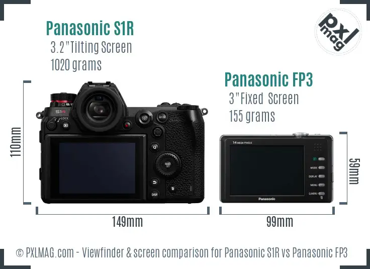 Panasonic S1R vs Panasonic FP3 Screen and Viewfinder comparison