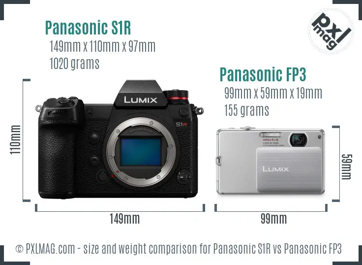 Panasonic S1R vs Panasonic FP3 size comparison